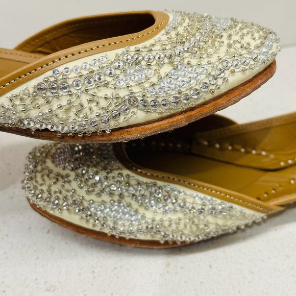 Embellished Cream and Silver Flats - Picture 10 of 16